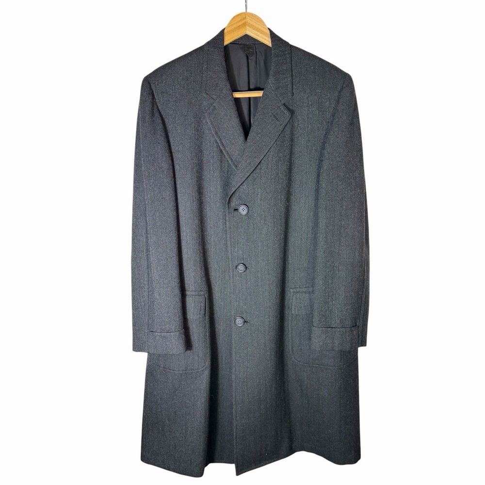 True Vintage 1950s Barron Anderson Herringbone Wool Overcoat Union Made USA